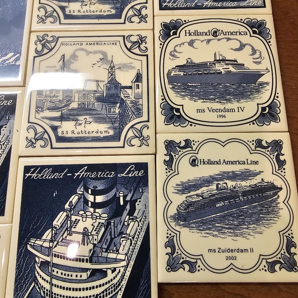 Vintage Holland America Line Ceramic & Cork Beverage Coaster Sail Ship w/ Box - Picture 4 of 9